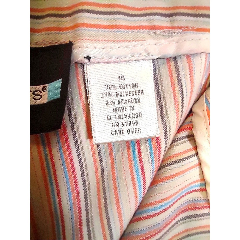 VTG Striped Wide Leg Cropped Capri Pants Womens 14 Multi Color Stretch Cuffs - Picture 9 of 11
